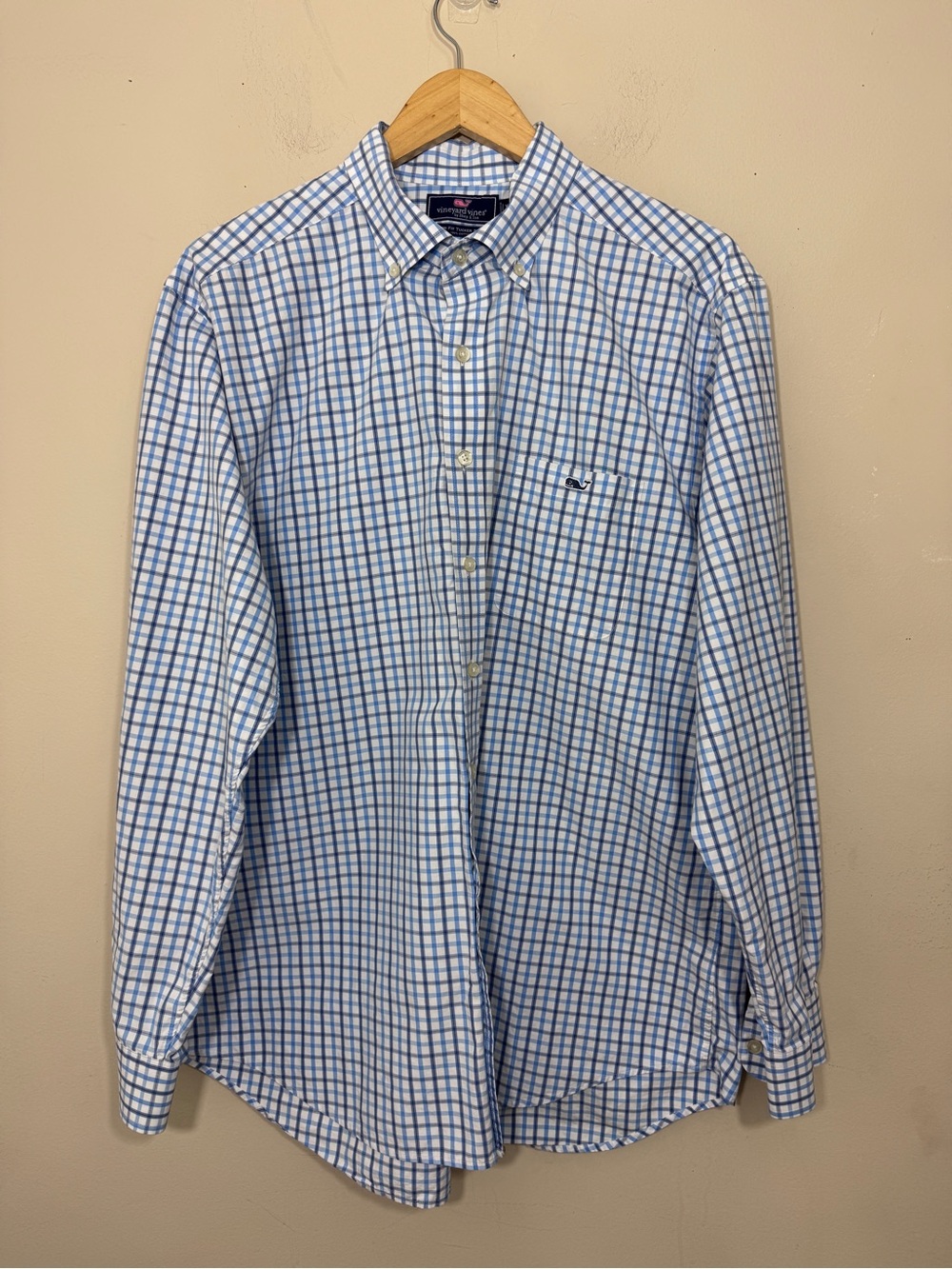 Vineyard Vines Men's Blue Check Button-Down Shirt size XL Business Casual Preppy